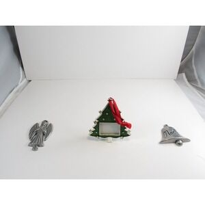 MCS Green Enamel Christmas Tree Photo Frame Ornament Holiday Decor 3.5in